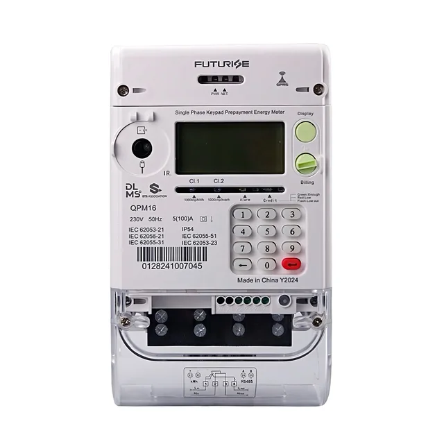 Single Phase Prepaid Electricity Meter - LCD Display + Remote Token Top-up (Keypad Optional)