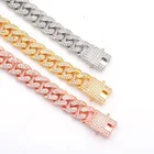 Chain Necklace Chains Hip Hops Men's Cuban Link Chain Necklace Iced Out Miami Zircon Crystal Alloy Chain Necklace