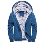 Thick Winter Hoodie Men's Coat Thick Workout Jacket Winter Full Zip Warm Faux Fur Lined Hoodie