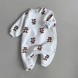 New trendy infant baby jumpsuits cartoon thicken warm toddler girls one-piece clothing unisex baby bodysuits