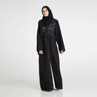 Women Muslim Lace Tassel Design Black Islamic Abaya And Hijab Designs Latest Women Muslim Std1002