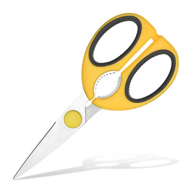 Novelty 8 Inch Yellow Soft Grip Handle Kitchen Scissors Food Grade Stainless Steel Kitchen Shears