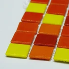 Yellow Tile Colorful Red And Yellow Glass Mosaic Art Design Floor Tile