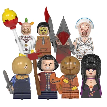 2024 Newest Halloween Cartoon Mini Figures Building Blocks Horror Film Characters Series Kids Educational Block Toy