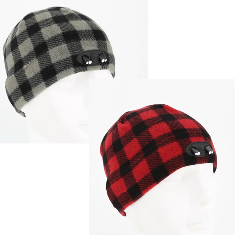 red and black plaid beanie