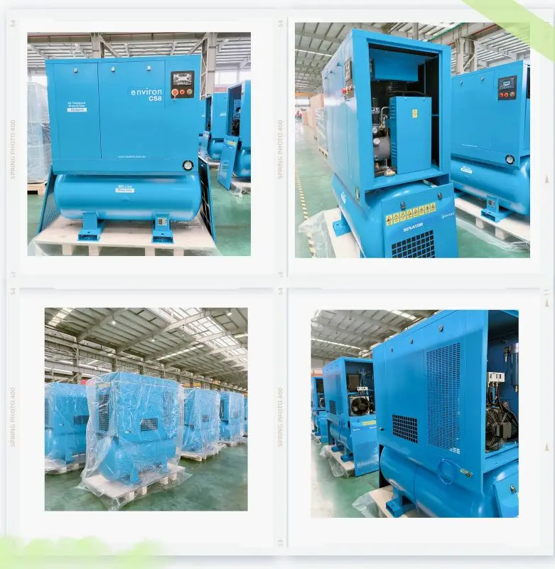 Low noise 1.78m3/min rotary stationary screw air compressor 11kw 8hp Combined power frequency screw air compressor