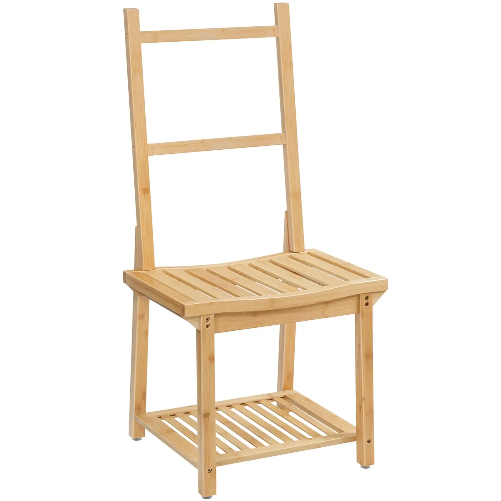 product wooden shower bench towel ladder rack with 2 tier storage shelf free standing spa hotel bathroom organizer furniture-9