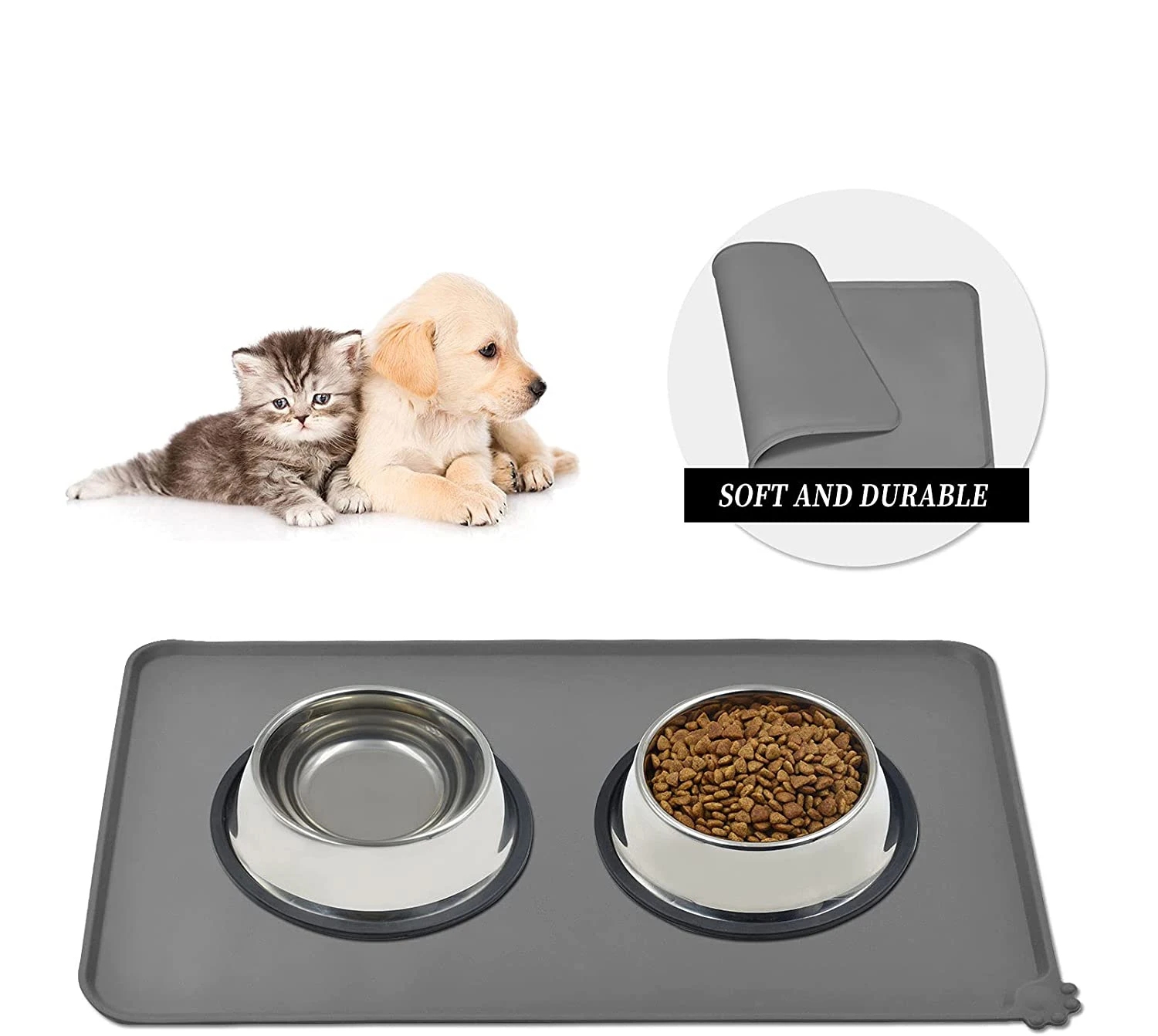 hot sale Silicone Dog Cat Bowl Mat, Non-Stick Food Pad Water Cushion Waterproof For Pet Cat And Dog