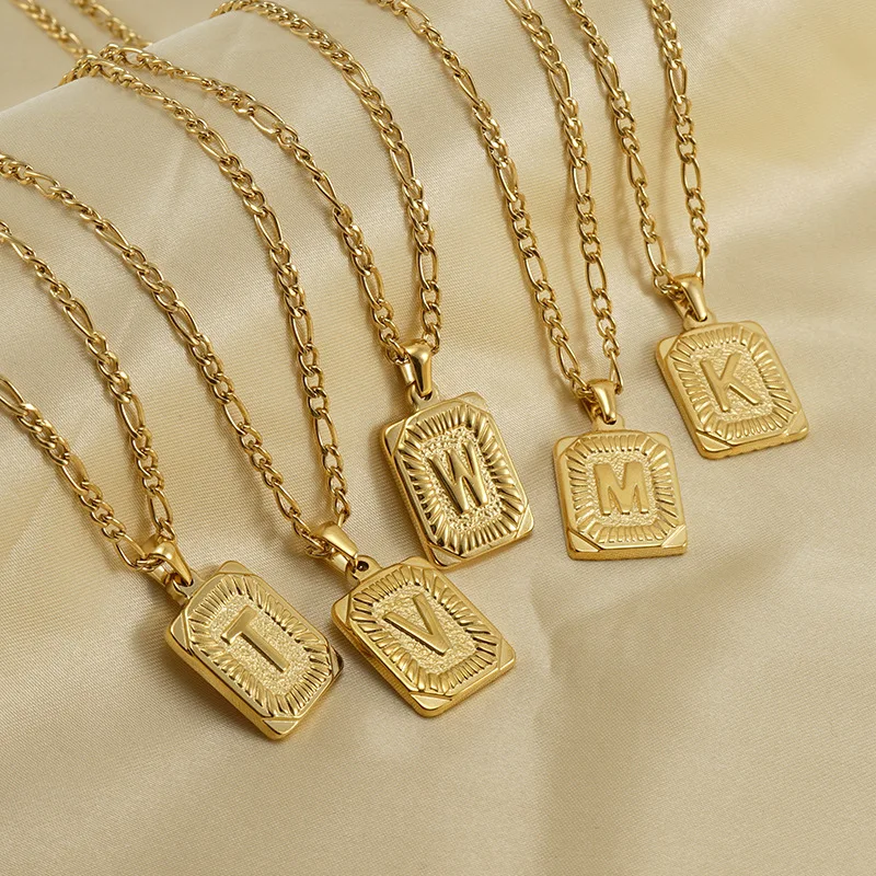 Hip Hop Jewelry 18K Gold Plated Stainless Steel Pendant 26 Letter Necklace Trendy Casual Jewelry Gift 1