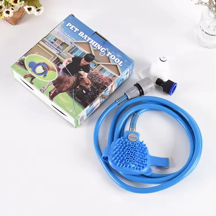 2024 Sell well Shower Sprinkler Water Pipe Dog Bath Brush Comfortable Pet dog wash with hose and shower attachment