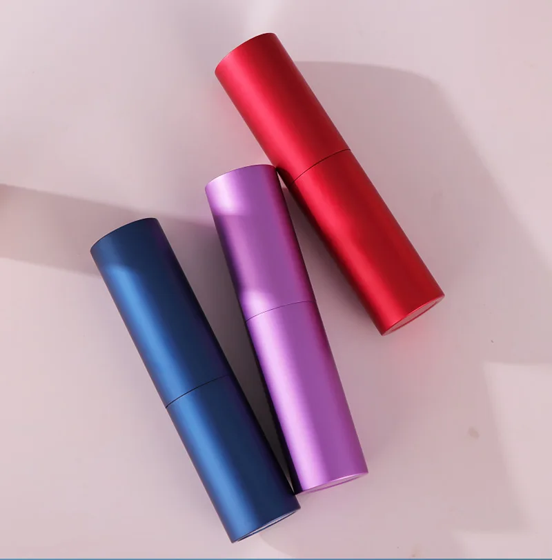 8ml Portable Bottom Twist Up Lid Purple Color Aluminum Perfume Atomizer
