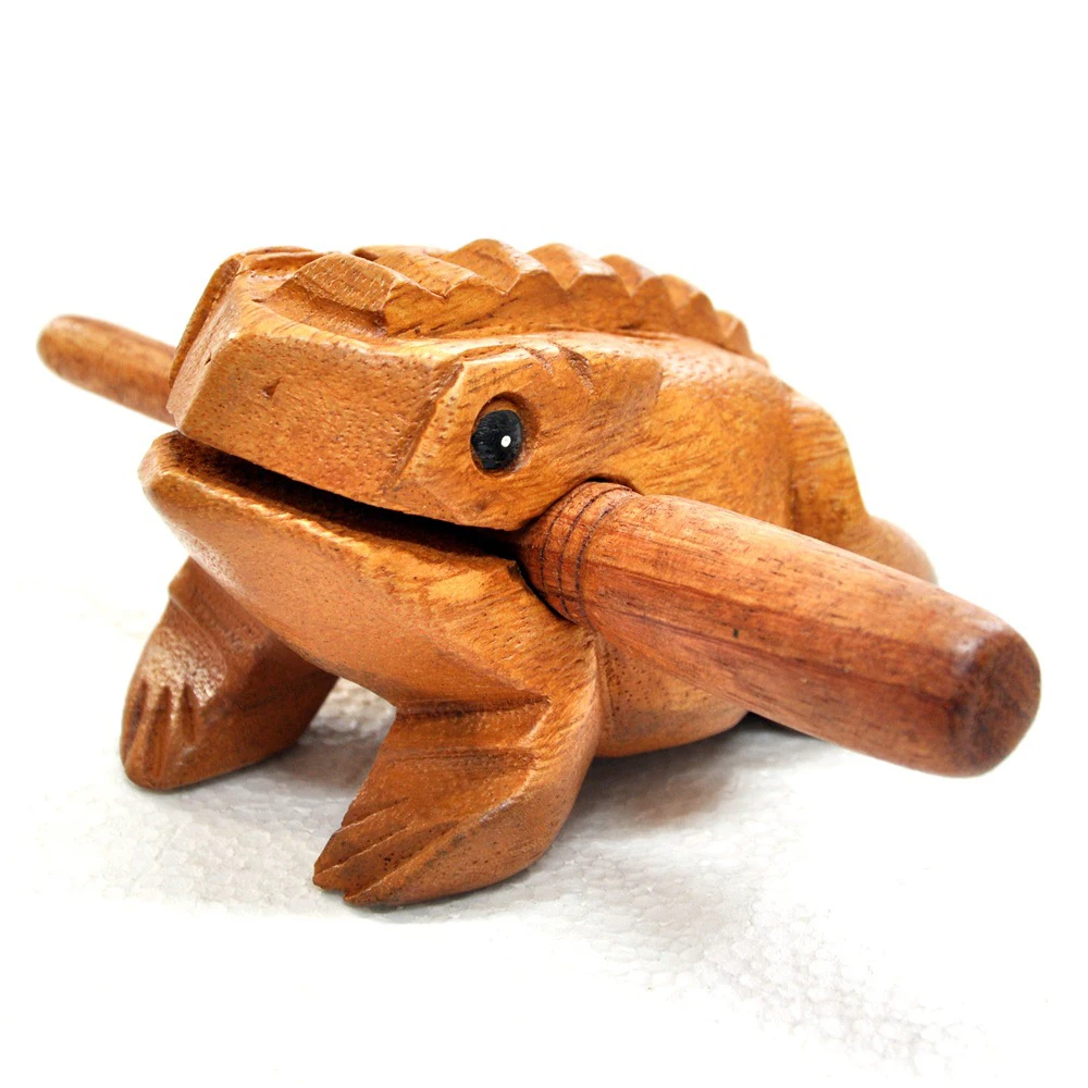 Wooden Frog Carved Croaking Knocker Instrument Musical Sound Frog Handcraft Toys 
