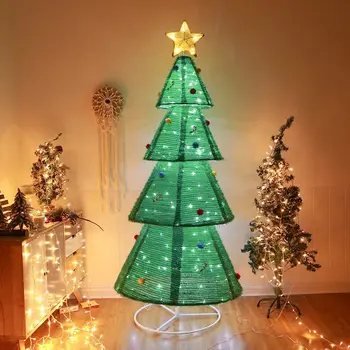 Nicro Waterproof Collapsible Tinsel Led Yard Garden Lawn Giant Outdoor Decoration Tree Foldable Solar Christmas Motif Light