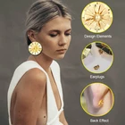 Jewelry Free Sample Fashion Personalized Women 24k Dubai Gold Plated Luxury Diamond Stud Earrings Jewelry