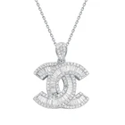 Gold Diamond Gold Luxury Jewelry Withe Gold Plated 18k Gold Square Diamond Pendant Necklace For Women