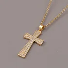 Zirconia 18K Gold Plated Personalized Cubic Zirconia Copper Filled Pendant Dainty Crystal Cross Necklace For Women Mother