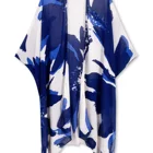 Print Womens Dress 1 Size Blue Soft Print Breathable Viscose Womens Casual Vintage Kimonos Dress