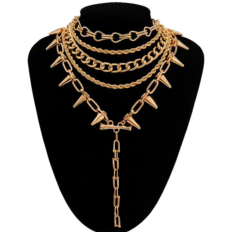 Heart Shaped Gold Chains Necklace 