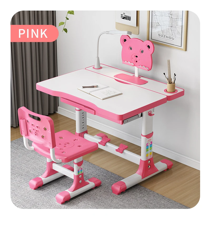 Children Drawing Study Table Chair Set Pink Blue Home Use Student Chair
