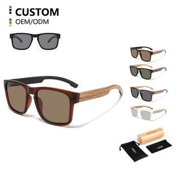 2025 New Wooden Sunglasses Factory Wholesale Fashion Square  Shade Men  Custom logo Black Wooden  Sunglasses