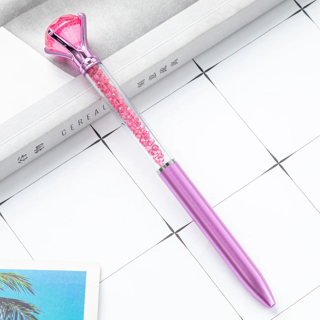 2025 High Quality Wholesale Custom LOGO Large Diamond Colored Crystal Ballpoint Pens Gift Rotary Pen Quicksand Broken Drill Pen