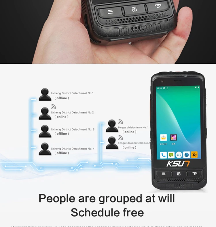 Android SIM Card Mobile Phone Wifi Poc Talki Walki Unlimited Distance KSXAL2 4G LTE Radio GPS Portable Zello Walkie Talkie