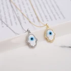 Pendant Custom Fashion Classic Sterling Silver Charm Fatima Hand Blue Evil Eye Pendant Necklace Female Jewelry