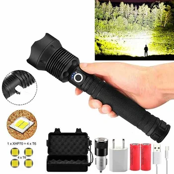 Xhp70.2 tactical led flashlight powerful lamp xhp50 rechargeable usb zoom torch xhp70 18650 26650 hunting lamp