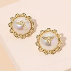 Enamel Stud Earrings Unique Alloy Gold Plated Enamel Bee Stud Earrings For Women 2020 Jewelry