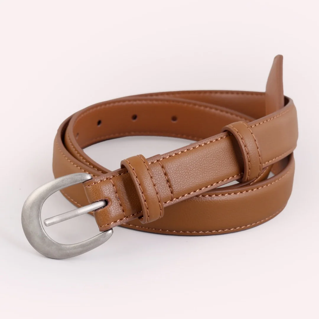 Simple Genuine Cow Hide Alloy Buckle Women's Belt Classic Trendy Wear-resistant Daily Wear Business Casual
