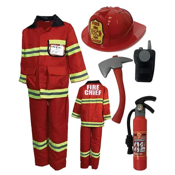 Funning kids halloween pretend role play costume fireman dress up costume for boys and girls