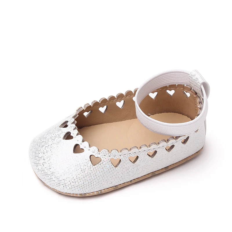 Elastic Solid Color love Hollow Soft Soles for Baby Girls Fashion Princess Toddler Leather Shoes factory