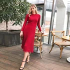Sexy Fall Sweater FYB Formal Party Ruffles Sleeves Sexy Knitted Tight Slim Fit Pullover Women Sweater Dress