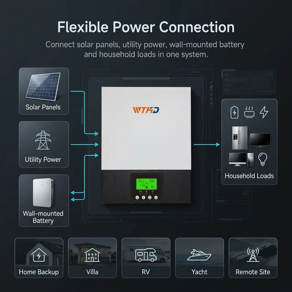 product 3kw 24v pure sine wave mppt off grid hybrid solar inverter 3000va 3000w 80a charger 90 430vdc pv range for residential power-17