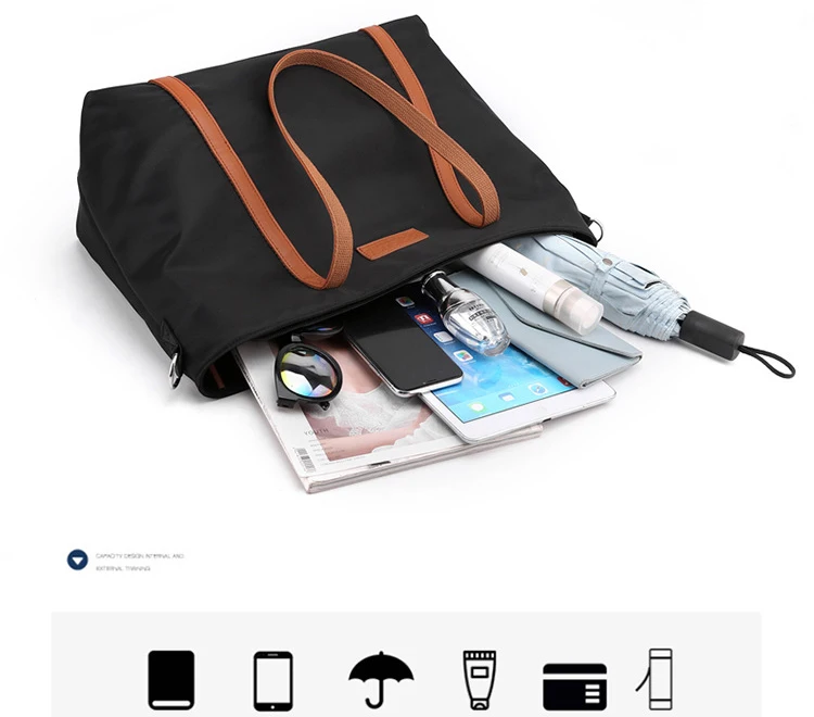 Custom logo bag female shoulder handbags fashion large capacity 15.6 inch laptop handbag ladies nylon tote bag