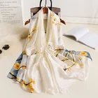 Scarf New Style Silk Scarf Women Spring And Summer All-match Ginkgo Leaf Long Sunscreen Silk Scarf Shawl Hijab