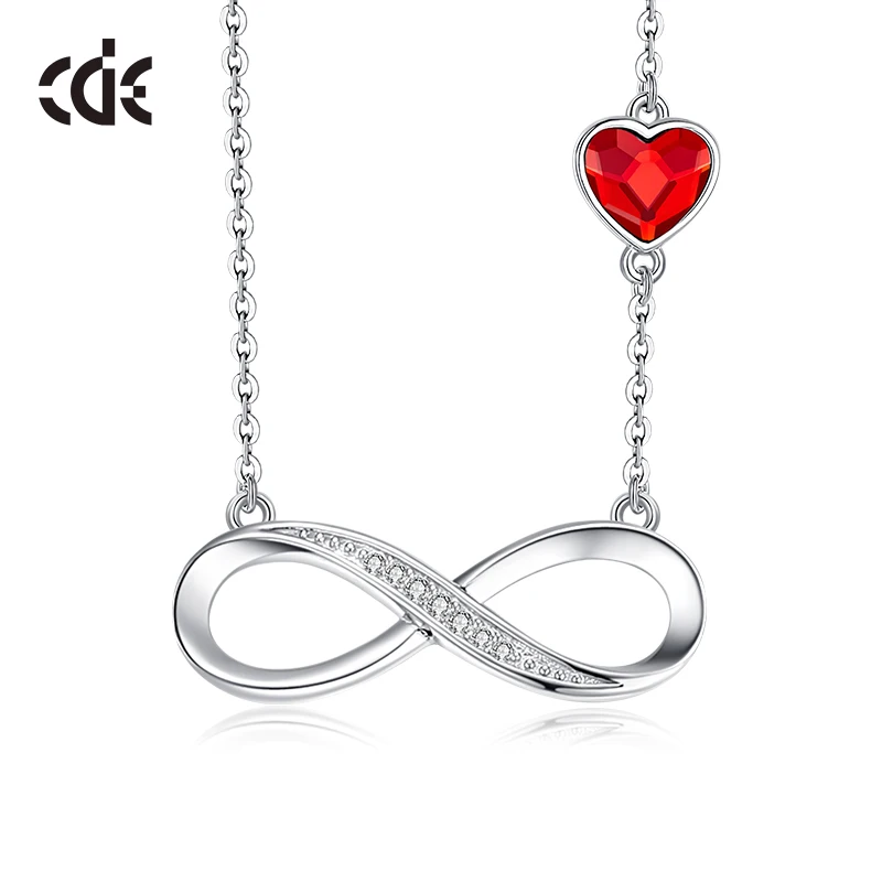 CDE YN0866 2023 Trendy Jewelry Rose Gold Plated 925 Sterling Silver Infinity Necklace Heart-Shaped Birthstone Necklace