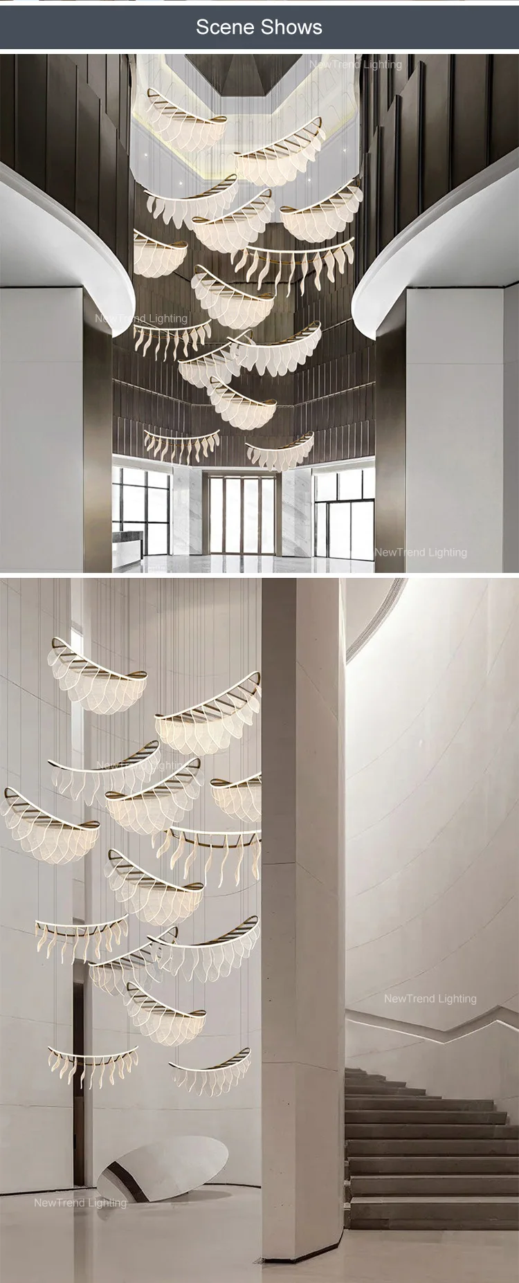 CPL-306 Modern Design Indoor Decoration Villa Hotel Mall Acrylic LED Hanging hotel lobby Chandelier factory