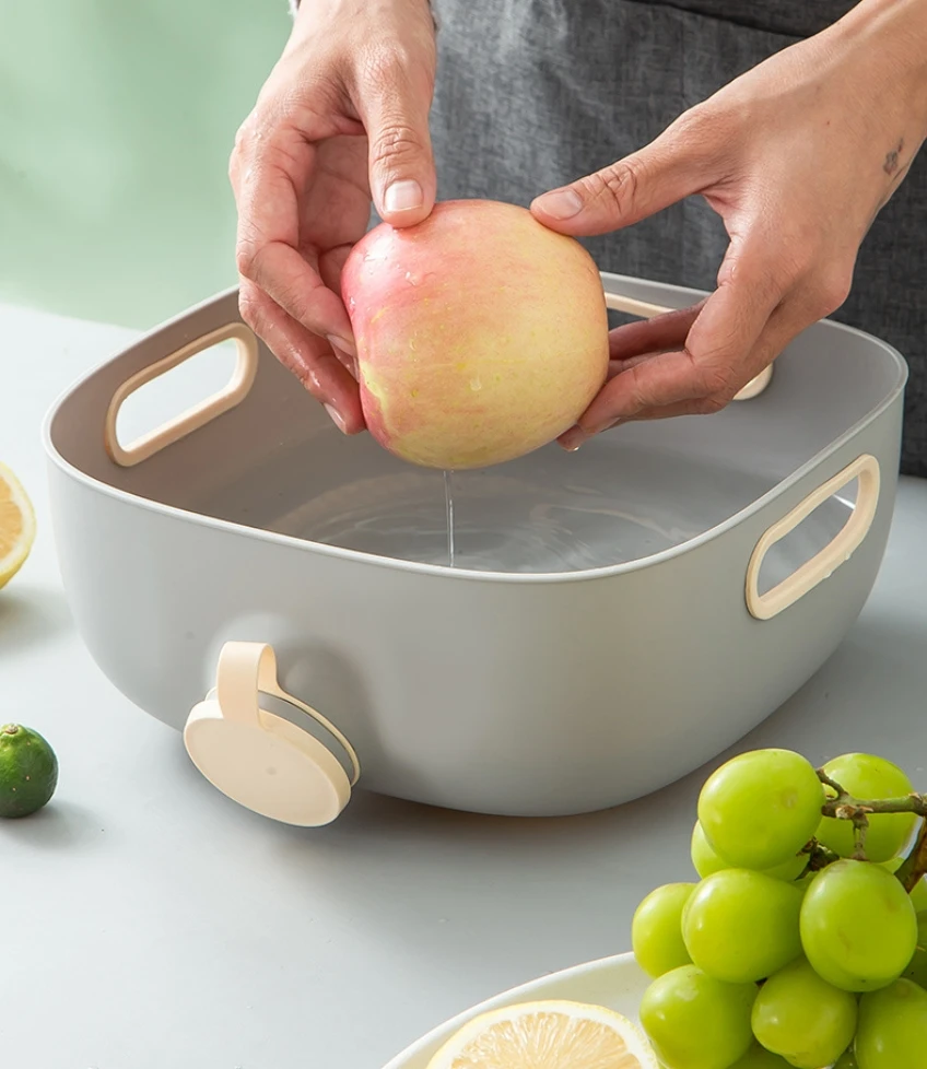 2023 New Arrival  PP Plastic Panning Basket For Kitchen High Quality Square Sink Colander Vegetable Fruit Drain Basket