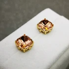 Crystal Stud Color Zircon Crystal Stud Earrings Fashion Crystal Personality Gold Plated Jewelry