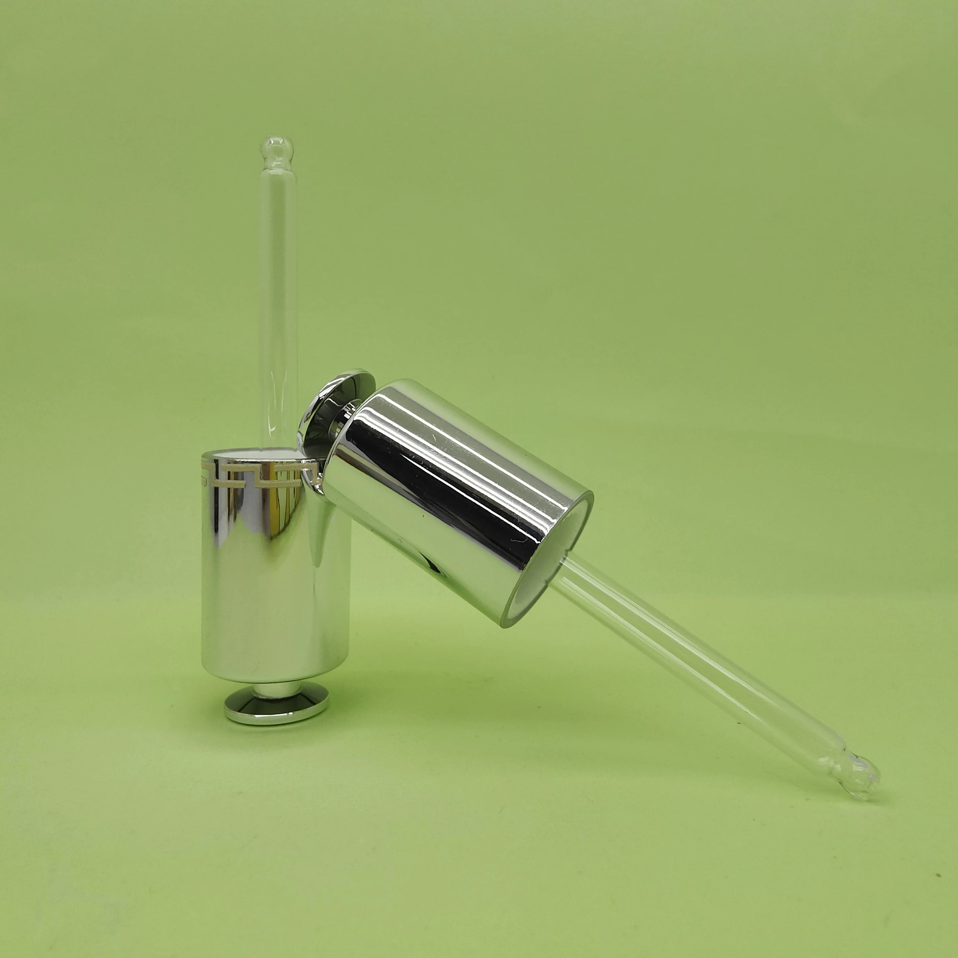 20mm t shaped plastic electroplated pressing type glass dropper screw cap for skincare serum essential oils-25