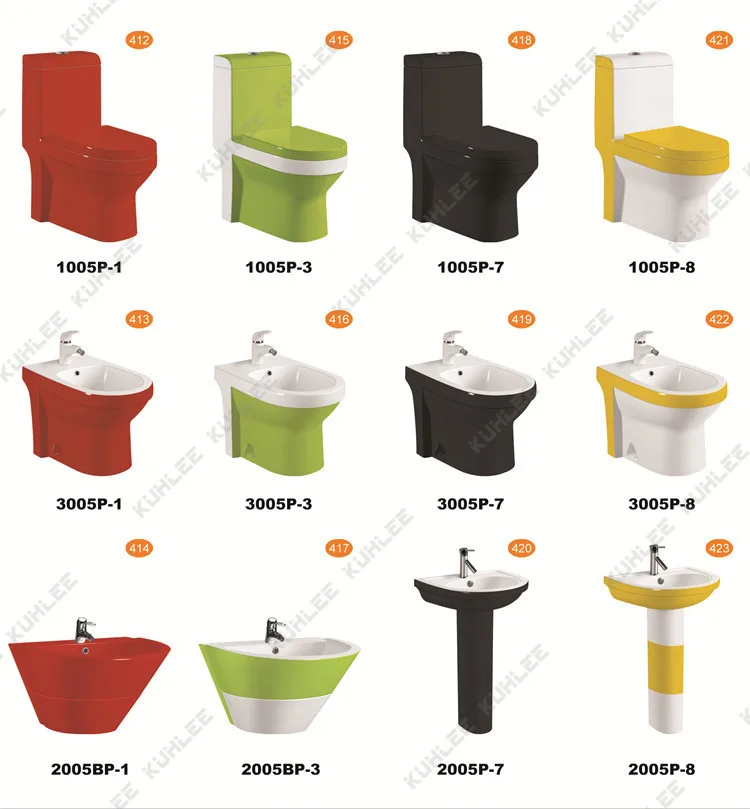 High Quality China Manufacture Modern Sanitary Ware Bathroom Wc Set Washdown One Piece Color Toilet Set