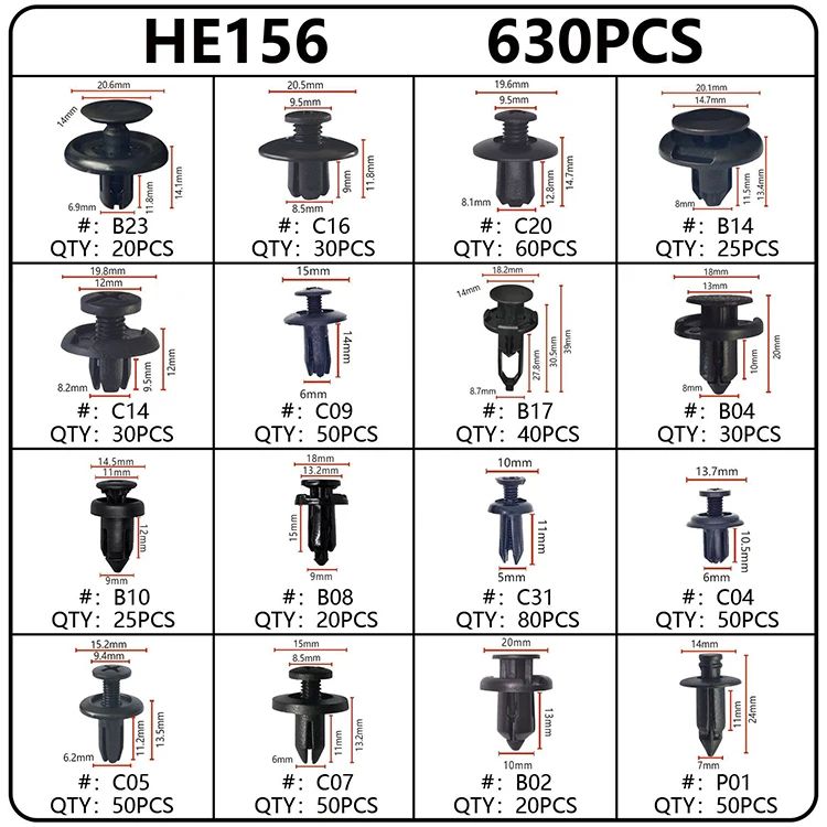 675PCS Assortment Clips Rivet Kit Car Body Clip Kit With Push in Type Plastic Rivets Fasteners Universal Auto Fastener Clips Set supplier