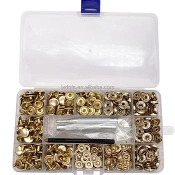 1.2cm copper material High quality snap buttons manufacturer Metal Double-sided Press Stud 100 set with tools double cap Buttons
