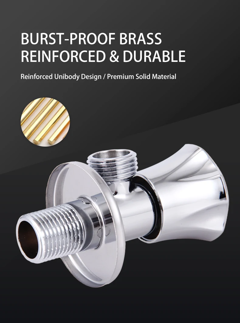 Brass G 1/2 Connection Universal Angle Valve Toilet Water Heater Thickened Manual Cold Hot Valve Polished Chrome Plating factory