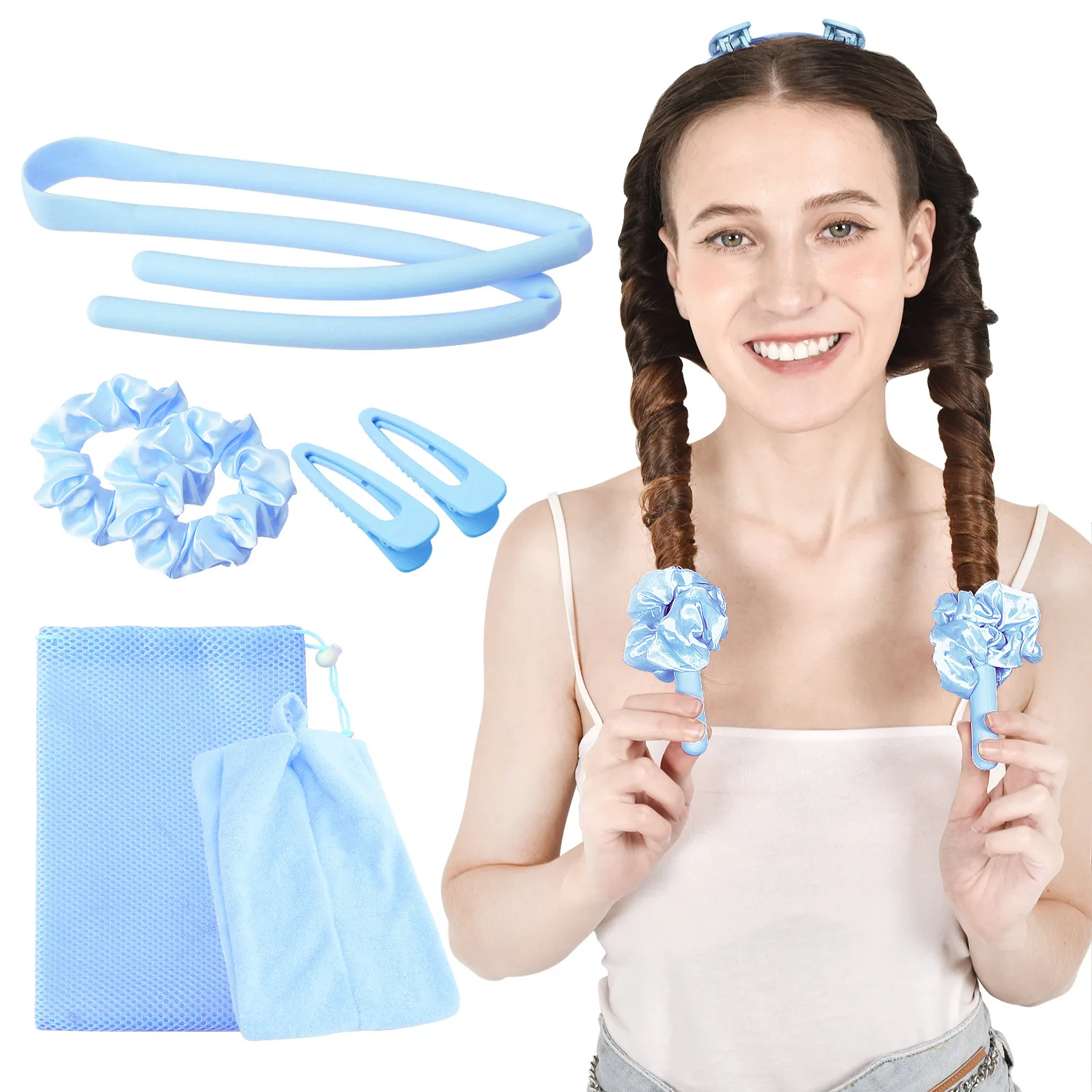 2024 Hair Roller Silk Wave Furnace Scroll 7 Pieces Low Heatless Scroll