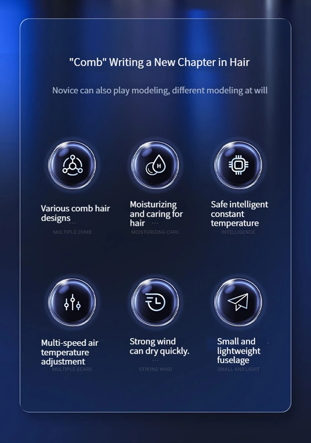 Hair Dryer 5 In 1 Hot Air Comb Function Professional Electric Hair Brush Multifunction Salon