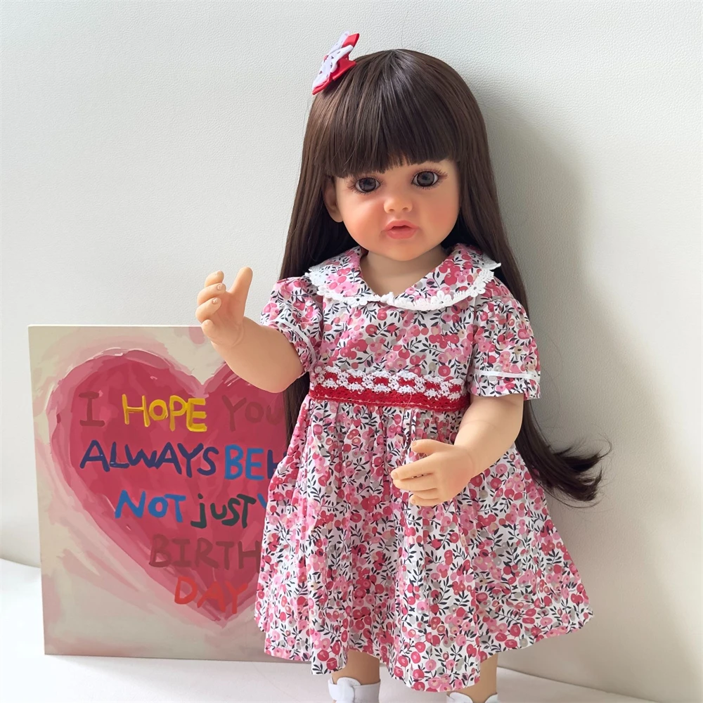 2023 Soft Silicone Vinyl Baby Doll Bebe Reborn Realistic Baby Doll with Floral Dress