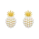 Pearl Fashion Korea Style Lady Party Wedding Gift Pineapple Pearl Sliver 925 Stud Earrings For 2021 Women