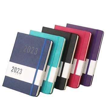 2023 thick PU leather A5 size custom notebook daily plan a5 business notebook with elastic bandages